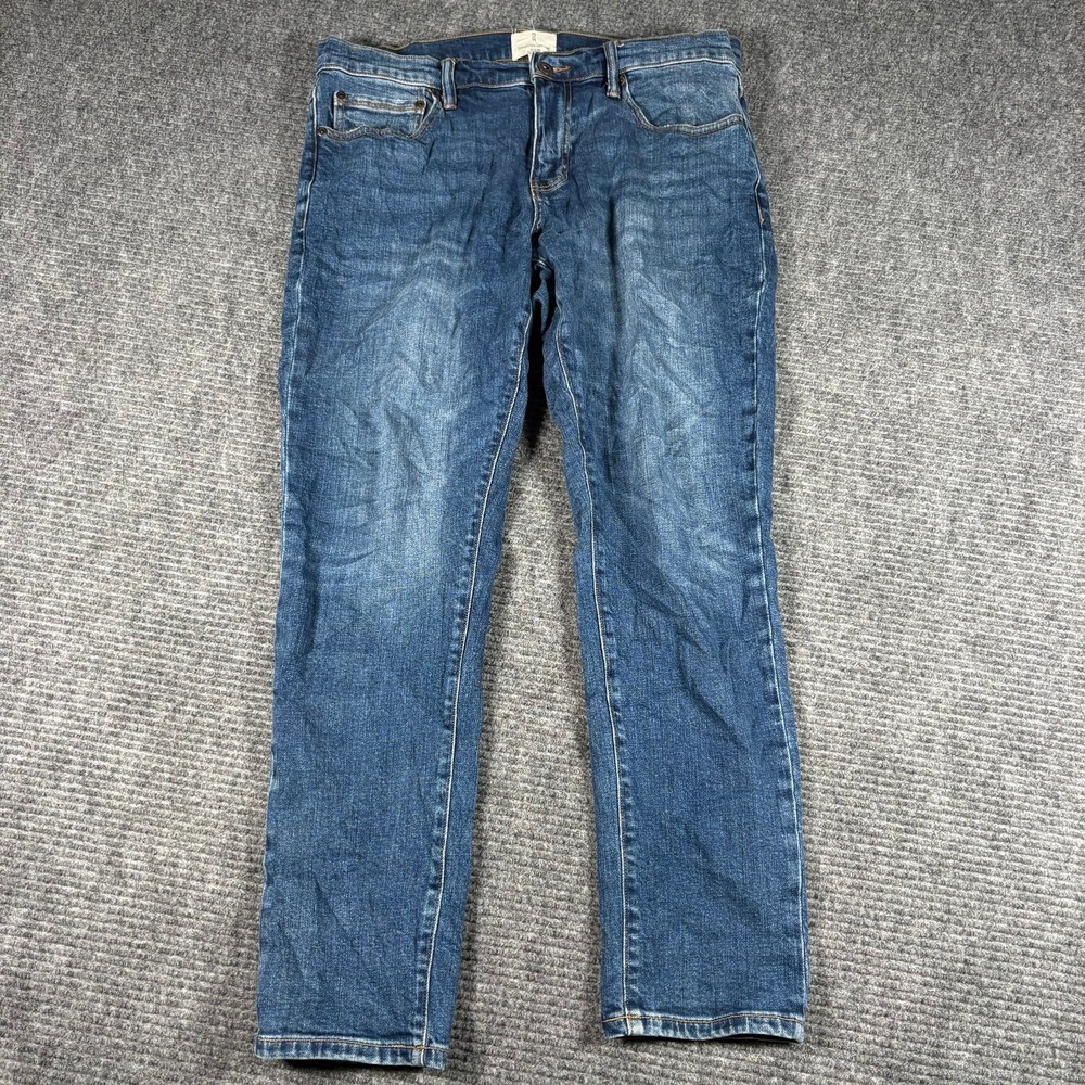 Mutual Weave Skinny Jeans Mens 34x32 Blue Excellent Stretch Denim Pants